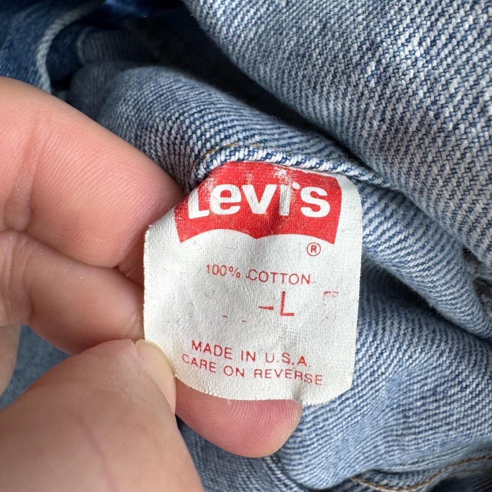 Vintage Levis Jacket Mens Large Blue Denim Trucker Late 80s Jean Made in USA - Picture 9 of 16